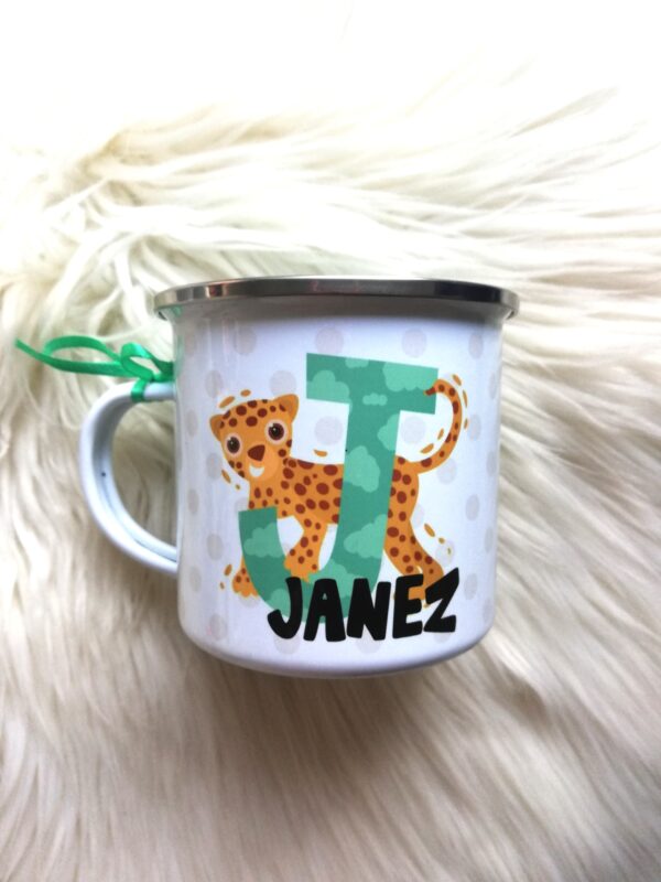 Emajlirana skodelica: Ime + žival - slika 2
