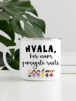 Emajlirana skodelica: Hvala, ker nam pomagate rasti