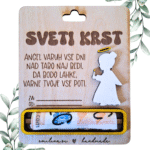 Darilna lesena ploščica za denar - Sveti krst: punčka